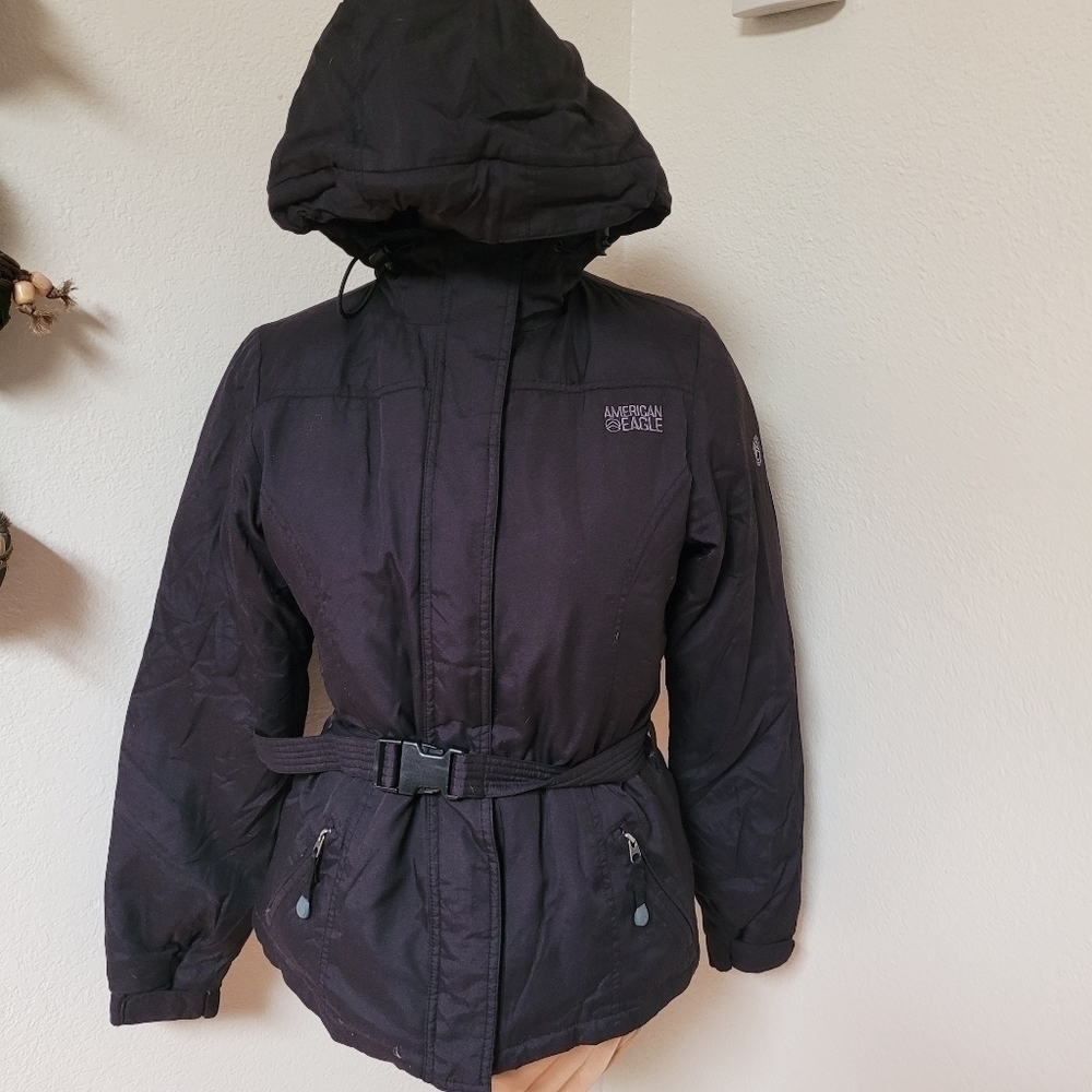 American Eagle Shelter Series Black Hooded Coat